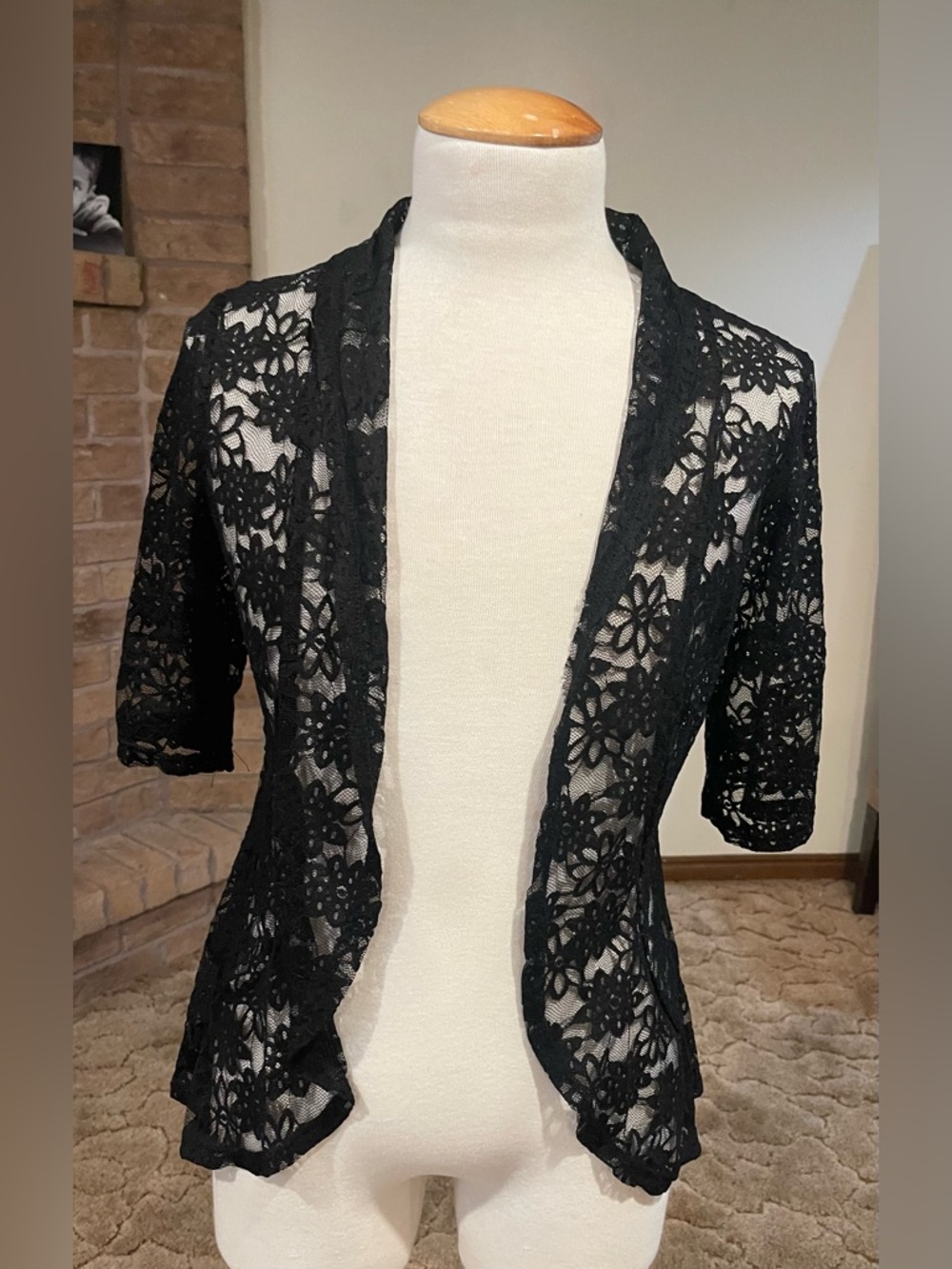 SHEIN Black Floral Lace Sheer Top